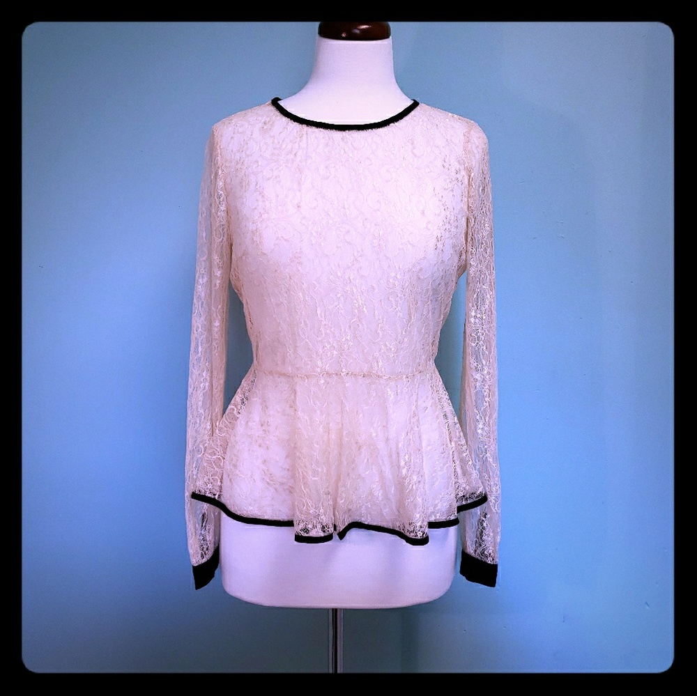 Cream Lace Peplum blouse